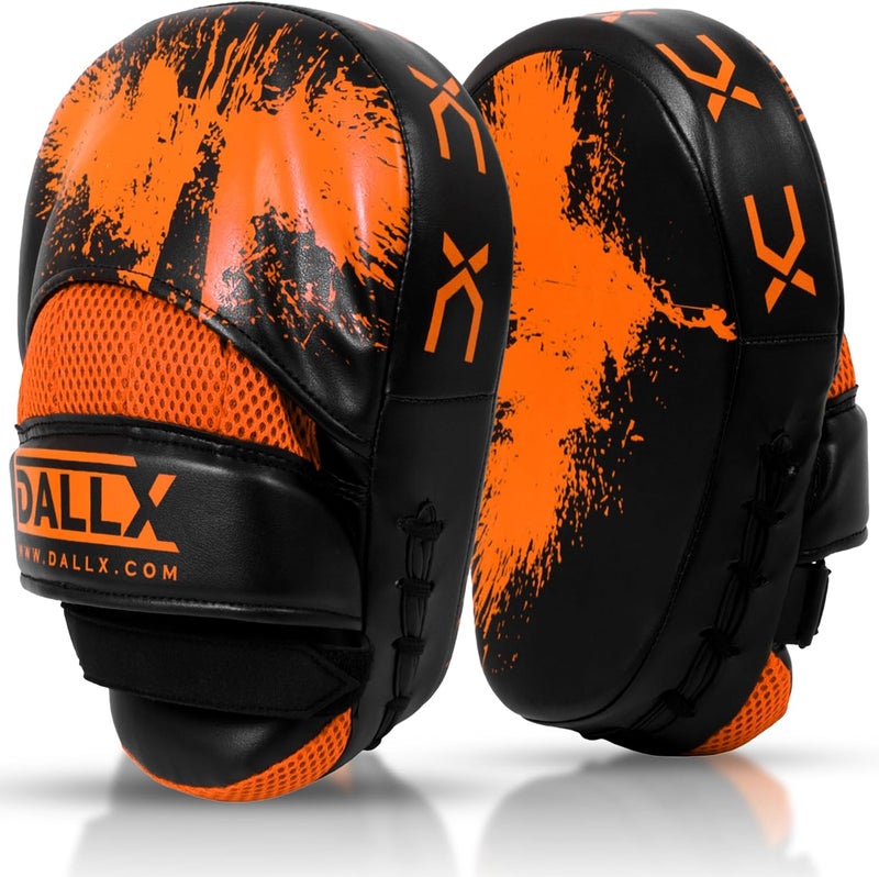 DALLX Sports Punch Mitts Target Focus Pads Hook and Jab Curved for MMA Training Martial Arts Karate Kickboxing Muay Thai with Adjustable Straps Ventilated - Image 1